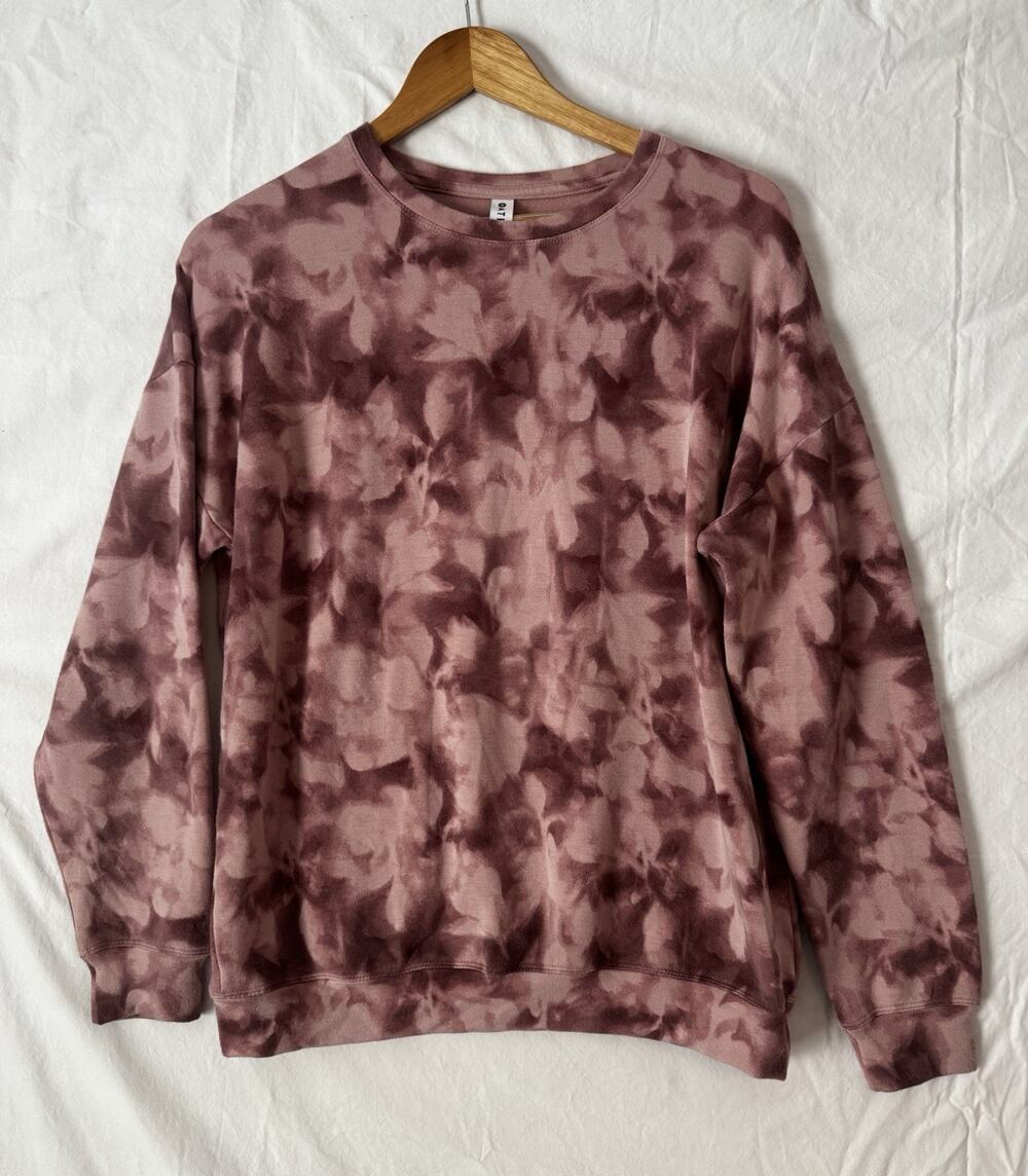 Athleta Sweatshirt Womens Small Pink Floral Abstract Pullover Lounge Athleisure